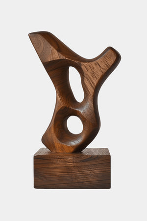 Abstract Geometric Wooden Sculpture for Modern Home Decor