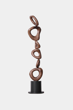Abstract Wooden Sculpture - Stacked Oval Shapes for Home Decor