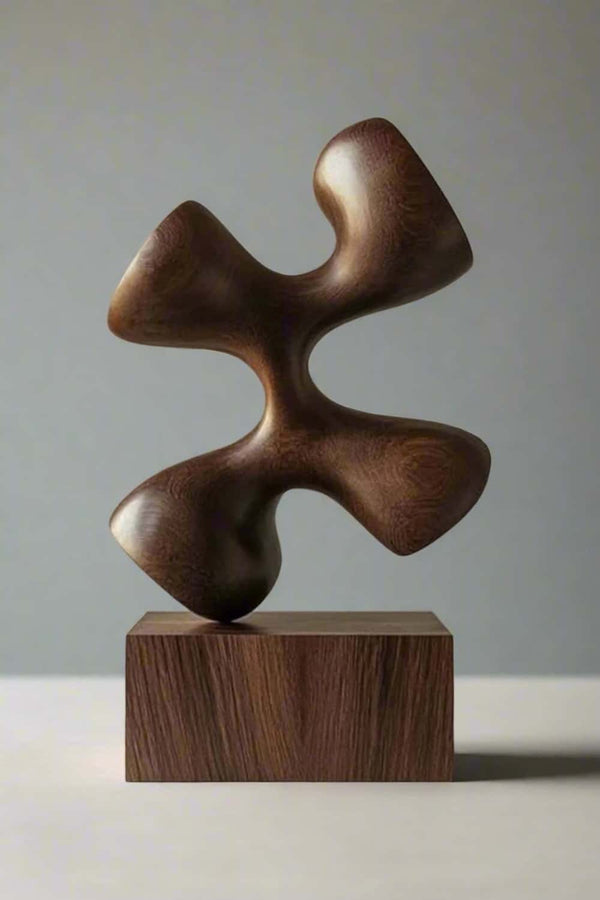 Hand-Carved Wood Art: Abstract Organic Sculpture, Unique Centerpiece #WG068