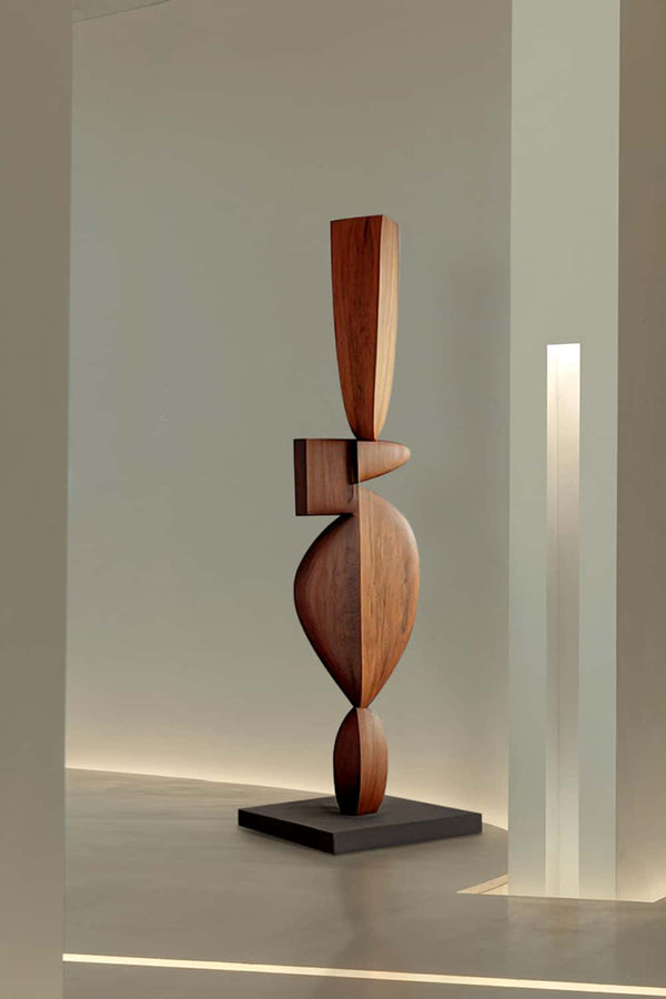Modern Wooden Abstract Sculpture - Sleek Brown Carving for Home Decor #WG012