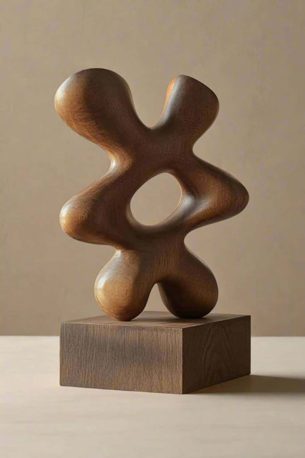 Abstract Wood Sculpture: Organic Form, Hand-Carved Wood Art #WG066