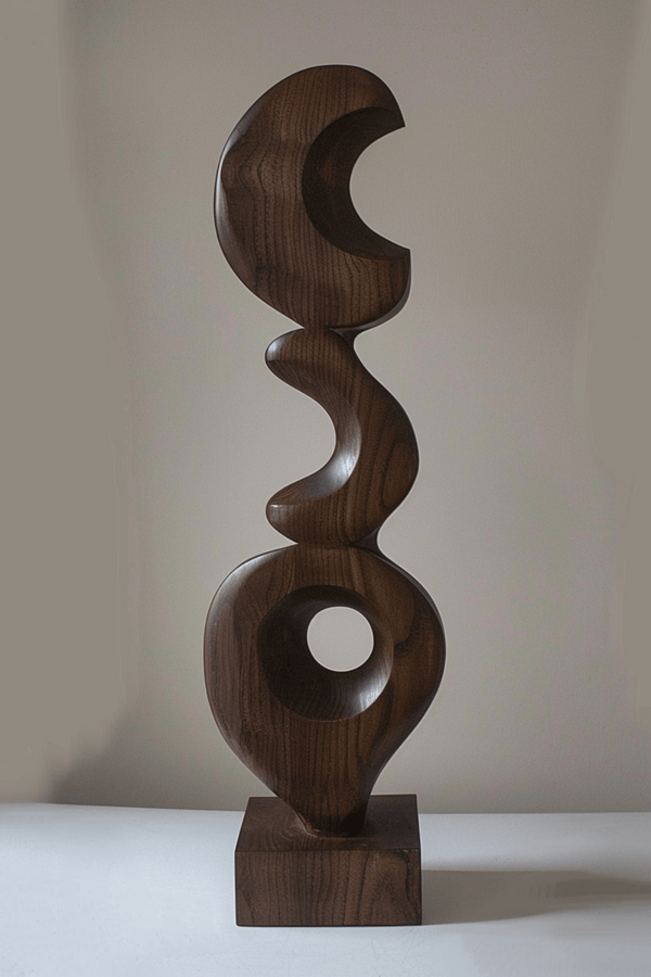 Geometric Abstract Wood Sculpture - Stylish Handmade Black Decor #WG113