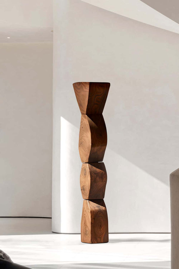 Modern Wooden Sculpture - Elegant Stacked Geometric Art for Home Decor #WG020