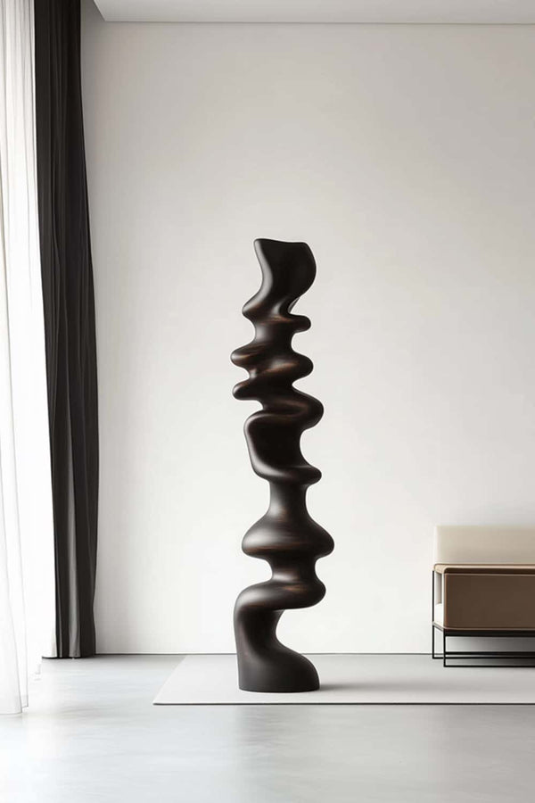 Modern Abstract Wooden Sculpture - Twisting Curves for Home Decor #WG014