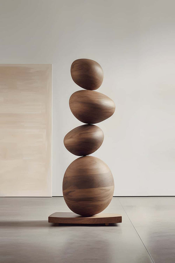 Abstract Wooden Sculpture - Brown Spheres for Modern Home Decor #WG010