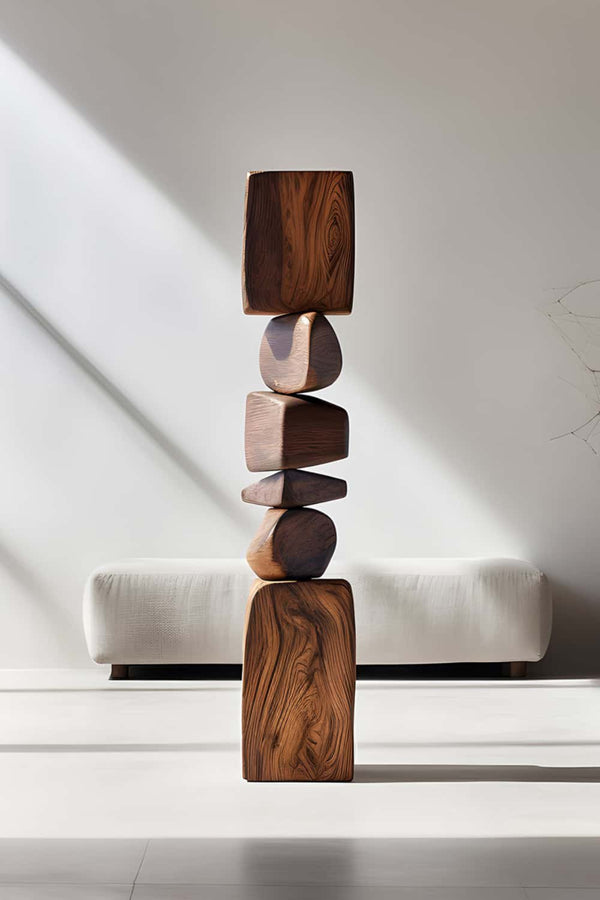 Abstract Wooden Sculpture - Geometric Stacked Shapes for Home Decor #WG026