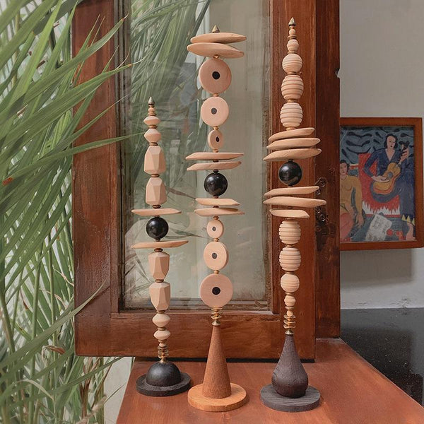 Contemporary Wooden Art Pieces Set - Geometric Minimal Decor Set #WG118