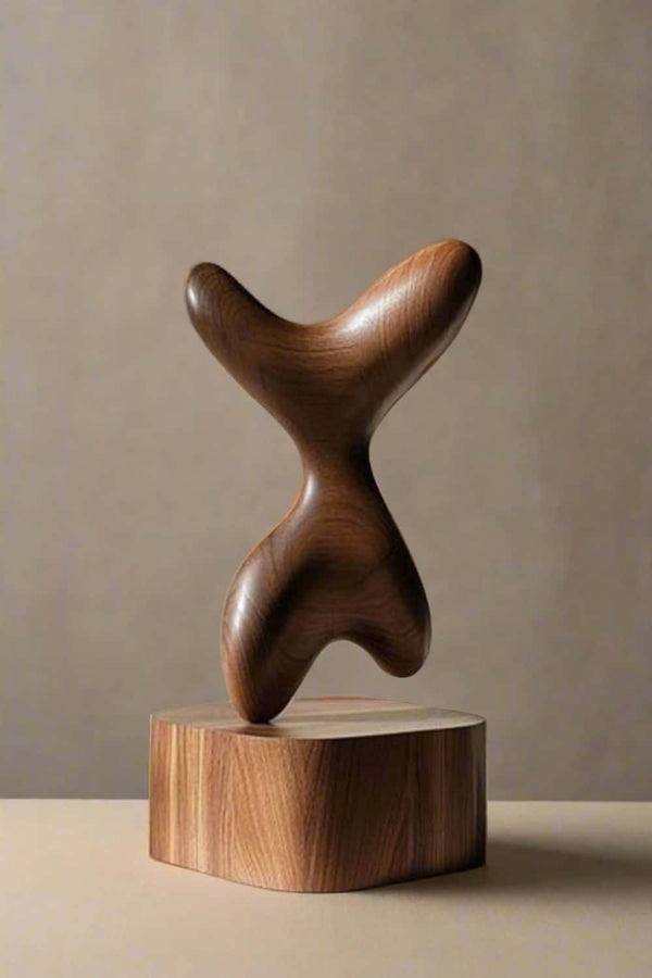 Sculptural Wood Piece: Unique Geometric Art, Hand-Carved Decor #WG065