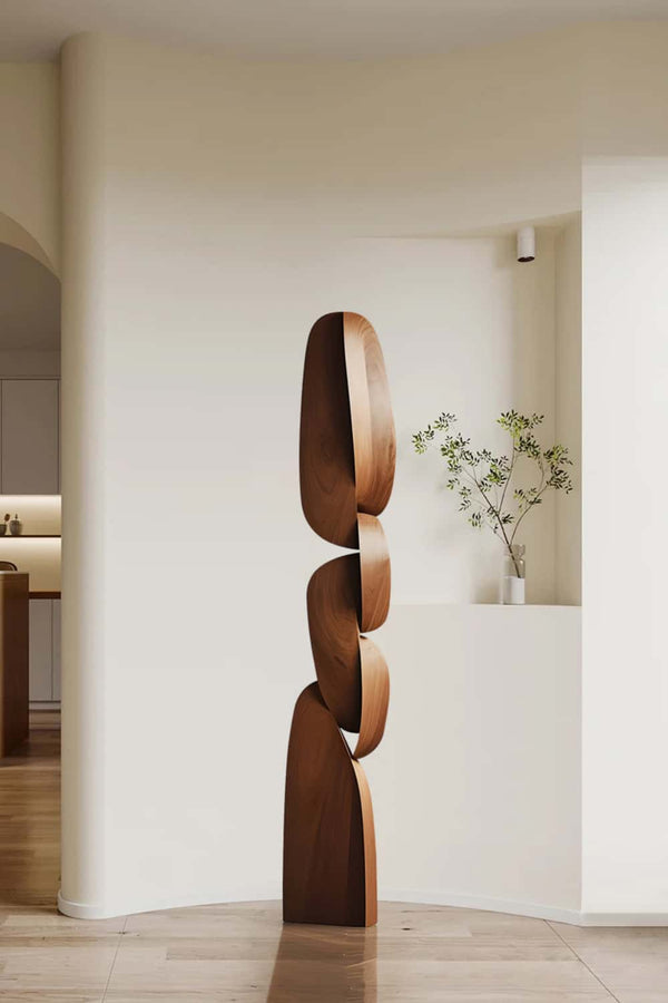 Sculptural Wooden Art - Stacked Organic Forms for Elegant Decor #WG023