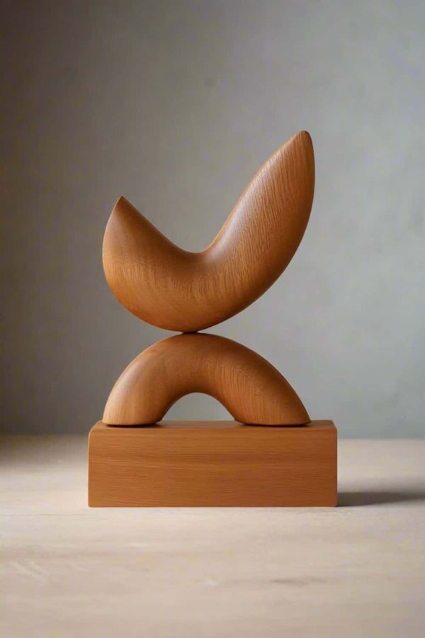 Handmade Abstract Wooden Sculpture - Modern Organic Home Decor #WG107