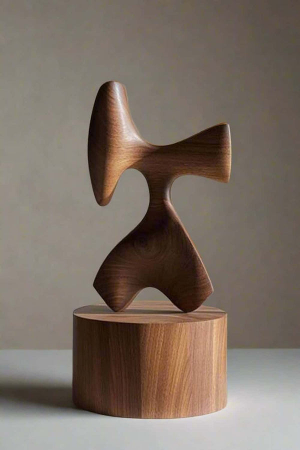 Modern Wood Art: Geometric Sculptural Piece, Hand-Carved Design #WG064