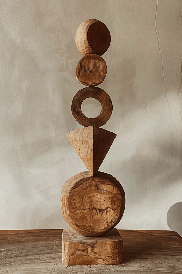 Geometric Wooden Sculpture - Handmade Modern Abstract Art for Home Decor #WG083