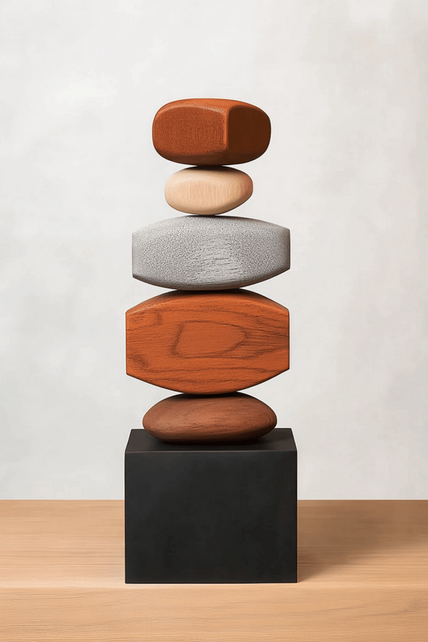 Minimalist Wooden Rock Sculpture - Handmade Organic Home Accent #WG101