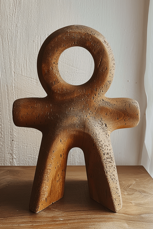Minimalist Geometric Wood Sculpture - Handcrafted Decorative Art #WG087