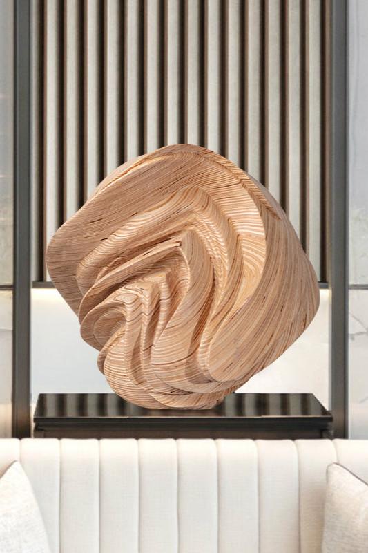 Textured Wooden Carving: Organic Abstract Home Decor Art #WG051