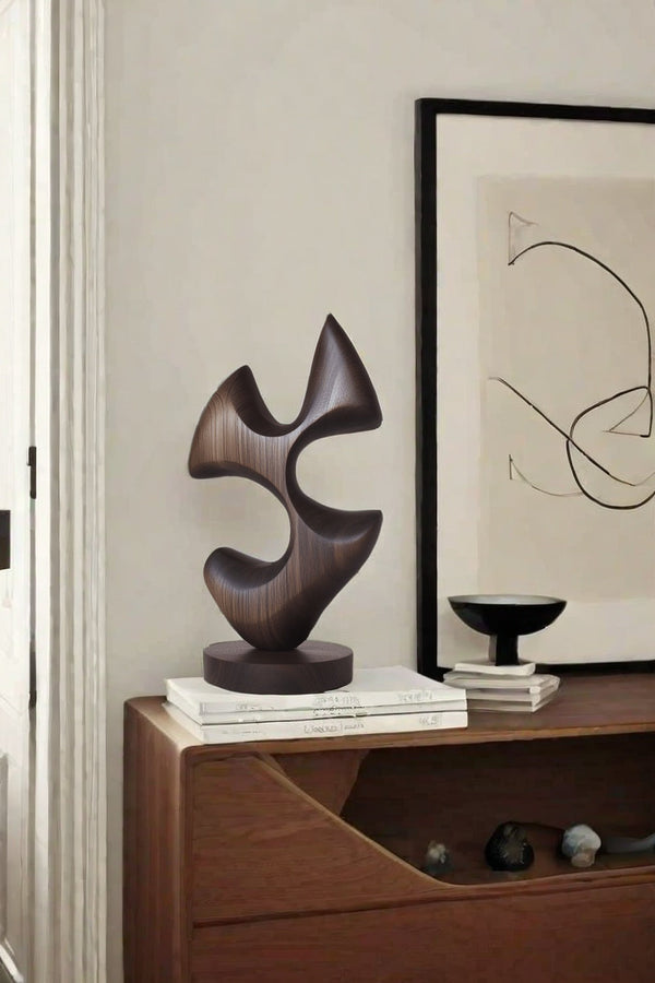 Minimalist Black Wooden Sculpture - Artistic Home & Office Decor #WG110