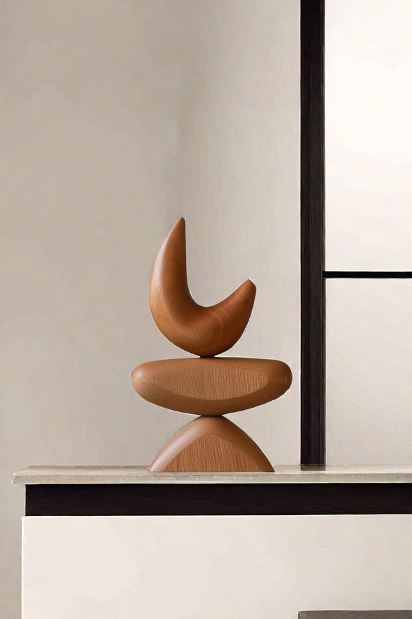 Minimalist Wooden Art Piece - Contemporary Curved Sculpture Design #WG108