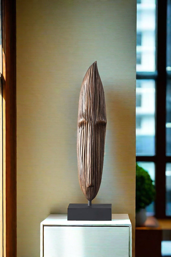 Modern Abstract Wood Sculpture - Brown Human Statue - Contemporary Art#WA004