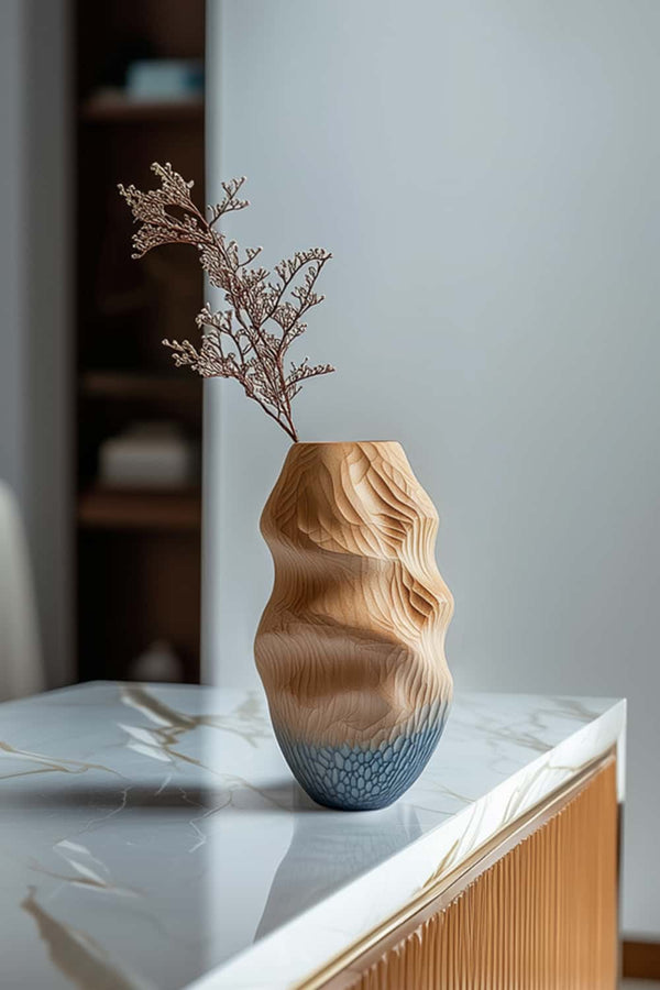 Abstract Carved Wooden Vase – Art Piece for Minimalist Interiors #WG146