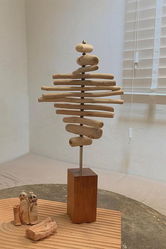 Modern Wood Sculpture: Abstract Wooden Carving Decor #WG057