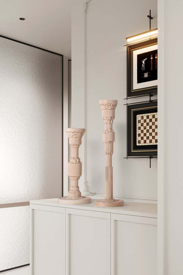 Minimalist Abstract Wooden Carving – Decorative Pedestal Sculpture #WG126