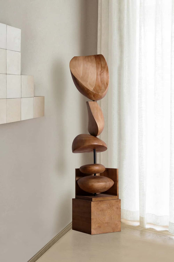Modern Wooden Sculpture - Stacked Organic Forms for Home Decor #WG018