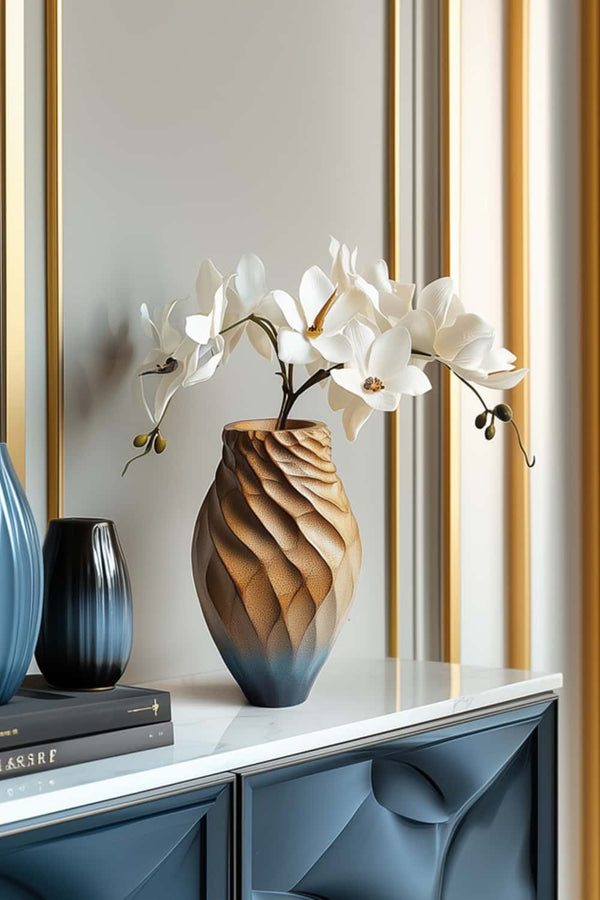 Modern Wood Vase – Unique Home Decor Accent with Carved Design #WG145