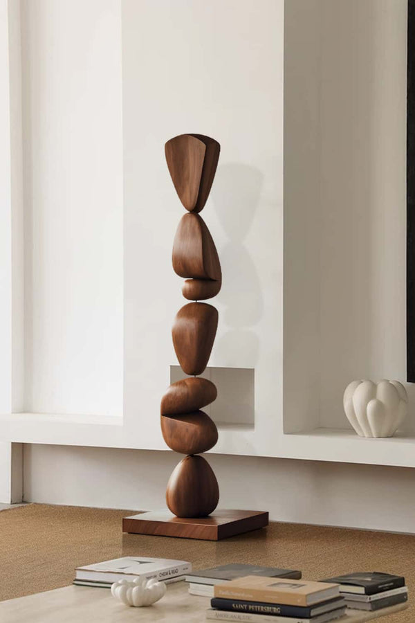 Contemporary Wooden Sculpture - Stacked Rounded Forms for Stylish Spaces #WG025