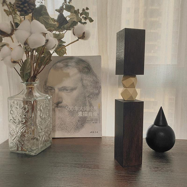 Abstract Wooden Art: Unique Geometric Home Accent #WG058