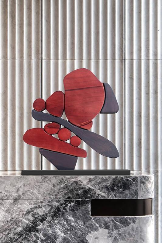 Layered Wooden Carving: Abstract Home Decor Sculpture Art #WG050