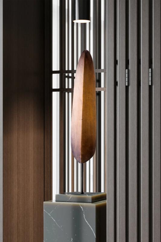 Minimalist Feather Wood Sculpture – Modern Handmade Home Decor #WG149