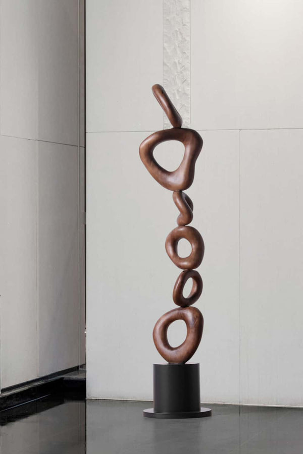 Abstract Wooden Sculpture - Stacked Oval Shapes for Home Decor #WG017
