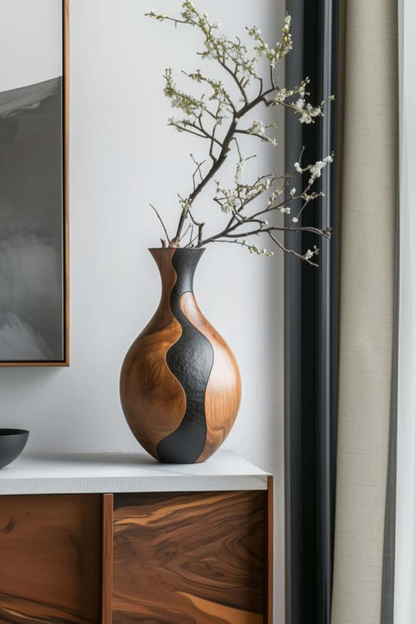Modern Wooden Vase – Abstract Sculpture for Elegant Home Interiors #WG139