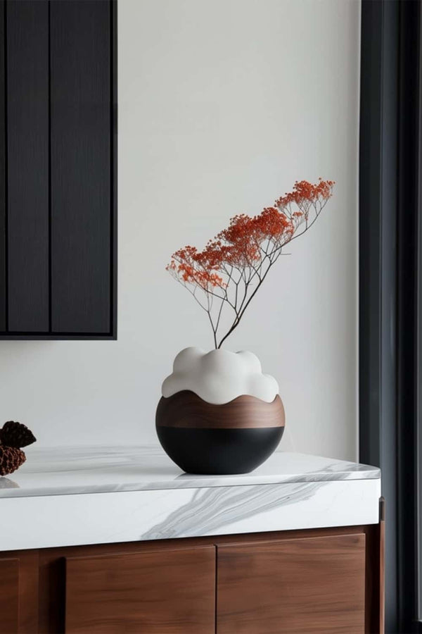 Modern Wood Grain Vase – Handmade Centerpiece for Home Decor #WG137