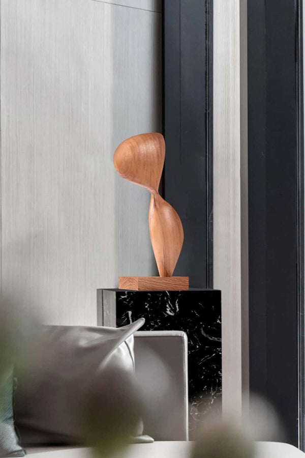 Mid-Century Modern Wood Art: Twisted Hourglass, Hand-Carved Decor #WG061